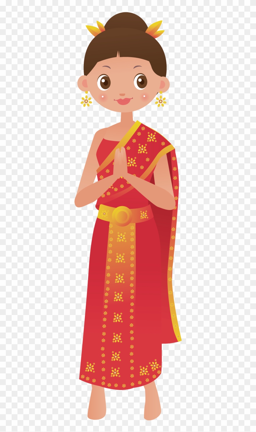 Temple Coreldraw Art Woman - Indian Women Cartoon Png Clipart