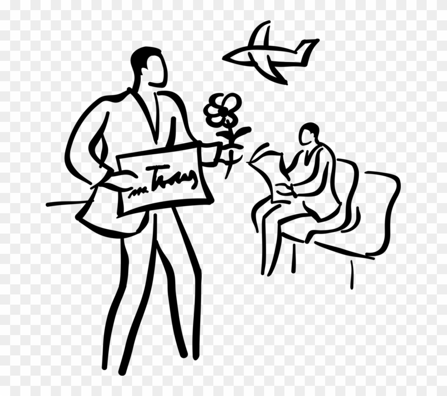 Vector Illustration Of Chauffeur Driver At Airport Clipart