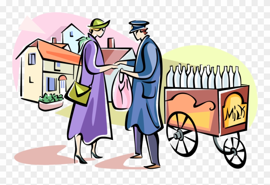 Vector Illustration Of English Dairy Milkman With Milk - Milk Man Clip Art - Png Download