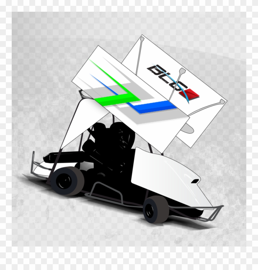 Car - White Sprint Car Wing Clipart