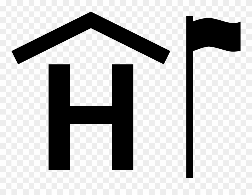 Building H With Roof And Flag Comments - Symbol Of Health Post Clipart