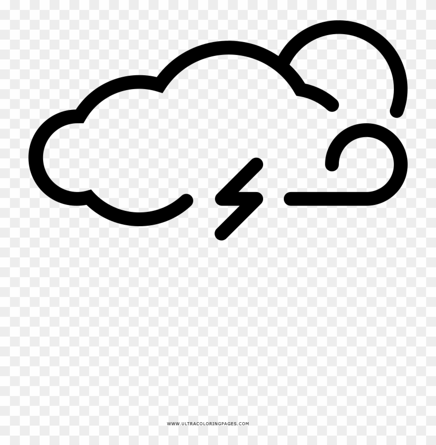 Nighttime Lightning Coloring Page - Drawing Clipart