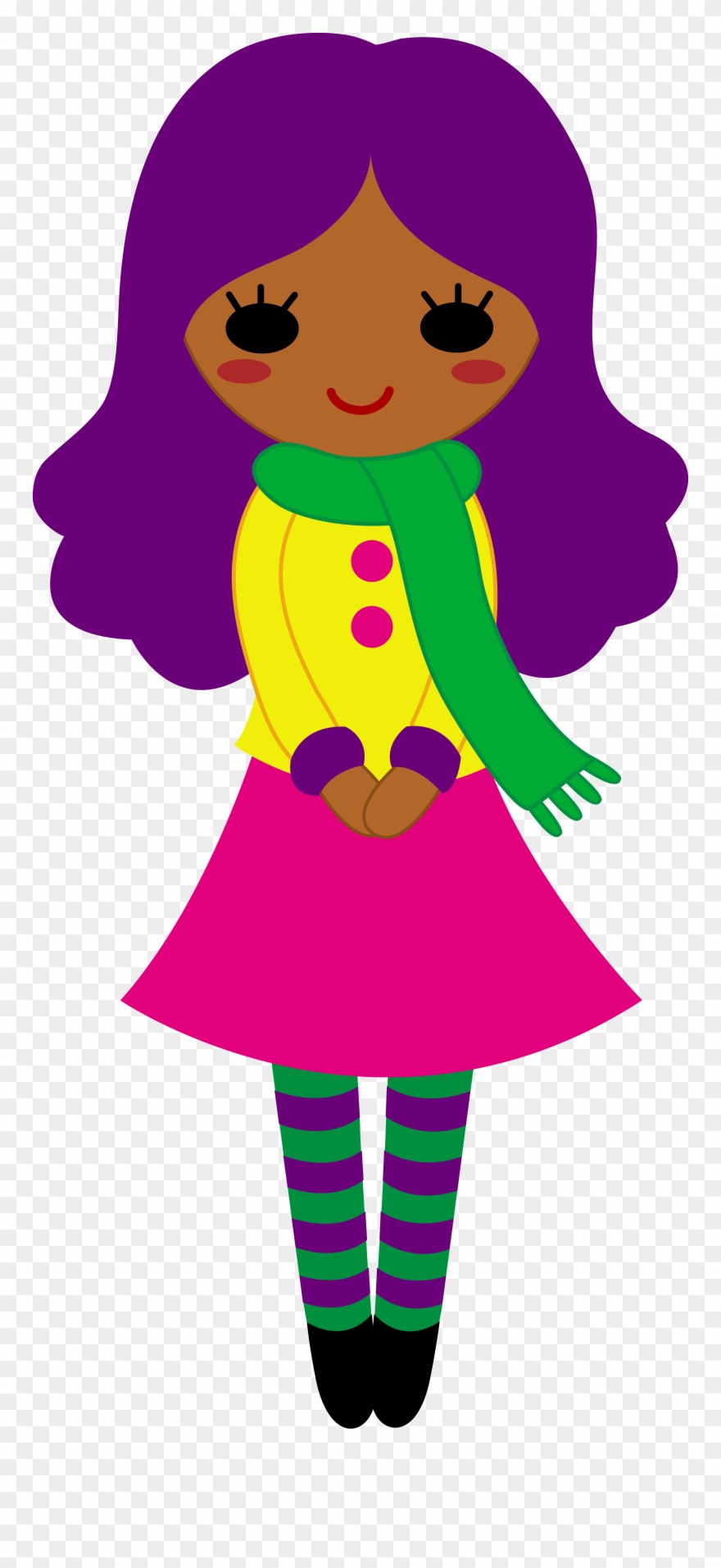 Clipart Cute Girl 101 Clip Art - Girl With Purple Hair Cartoon - Png Download