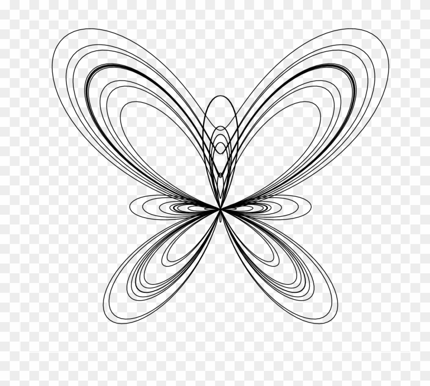 Line Art Drawings Of Butterflies - Butterfly Curve Clipart