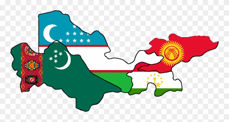 Zentral-asien Landkarte Umriss - Central Asia Map Cartoon Clipart