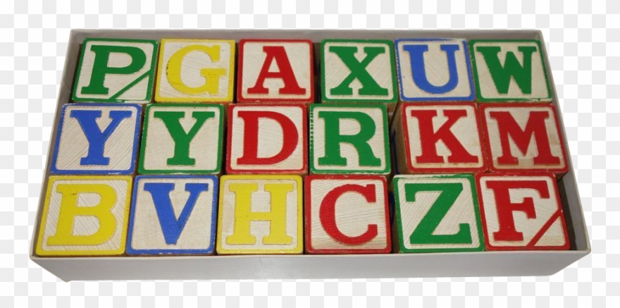 Vine Halsam Large Alphabet Blocks Un In Original Box - Box Of Vintage Alphabet Blocks Clipart