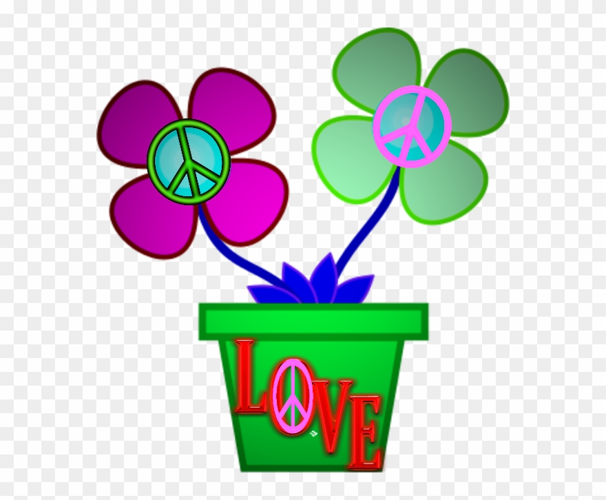 ☮❤ /jlb Love Signs, Peace Signs, 60s Art, Hippie Life - Flower In A Pot Clipart - Png Download