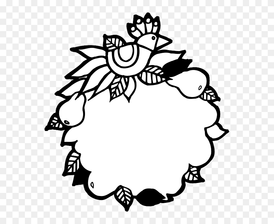 Bird And Fruit Frame Clip Art At Clker - Free Clip Art Black And White Bird - Png Download