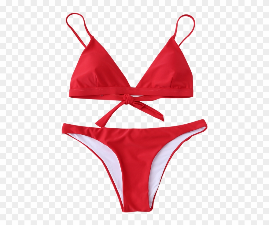 Padded Back Tied Bikini Clip Art Black And White Stock - Zaful Red Bikinis - Png Download