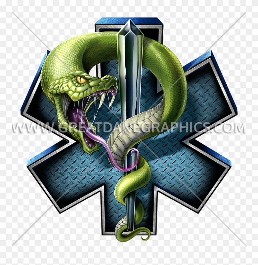 Clip Art Black And White Ems Fangs Production Ready - Star Of Life Snake - Png Download