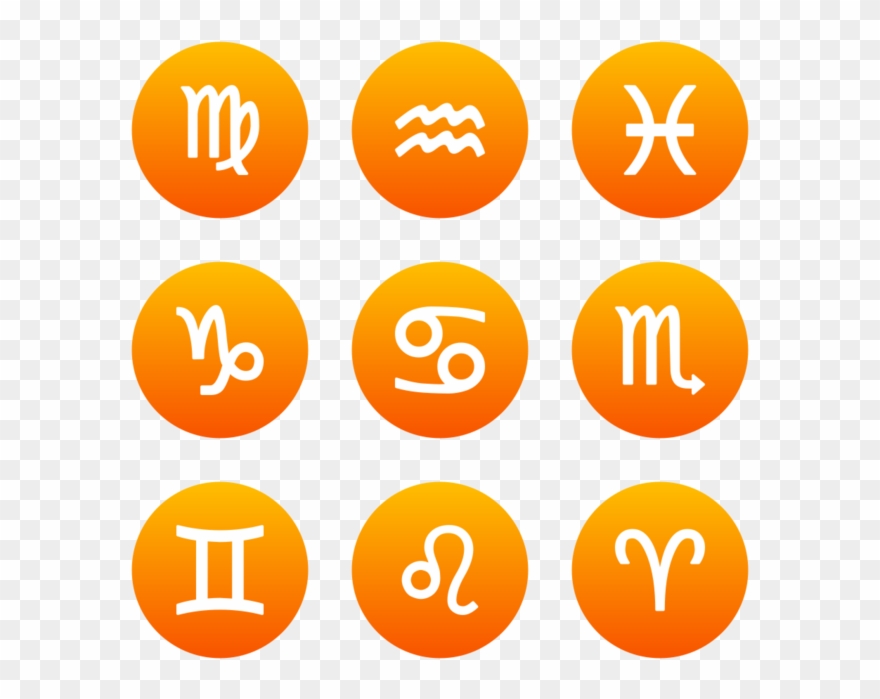 Astrology Icon In Style Flat Circle White On Orange - Vector Graphics Clipart