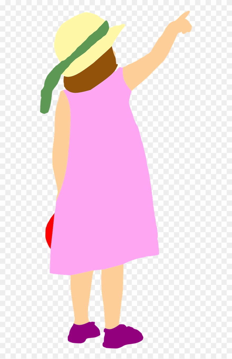 Girl Pointing Dress Clipart
