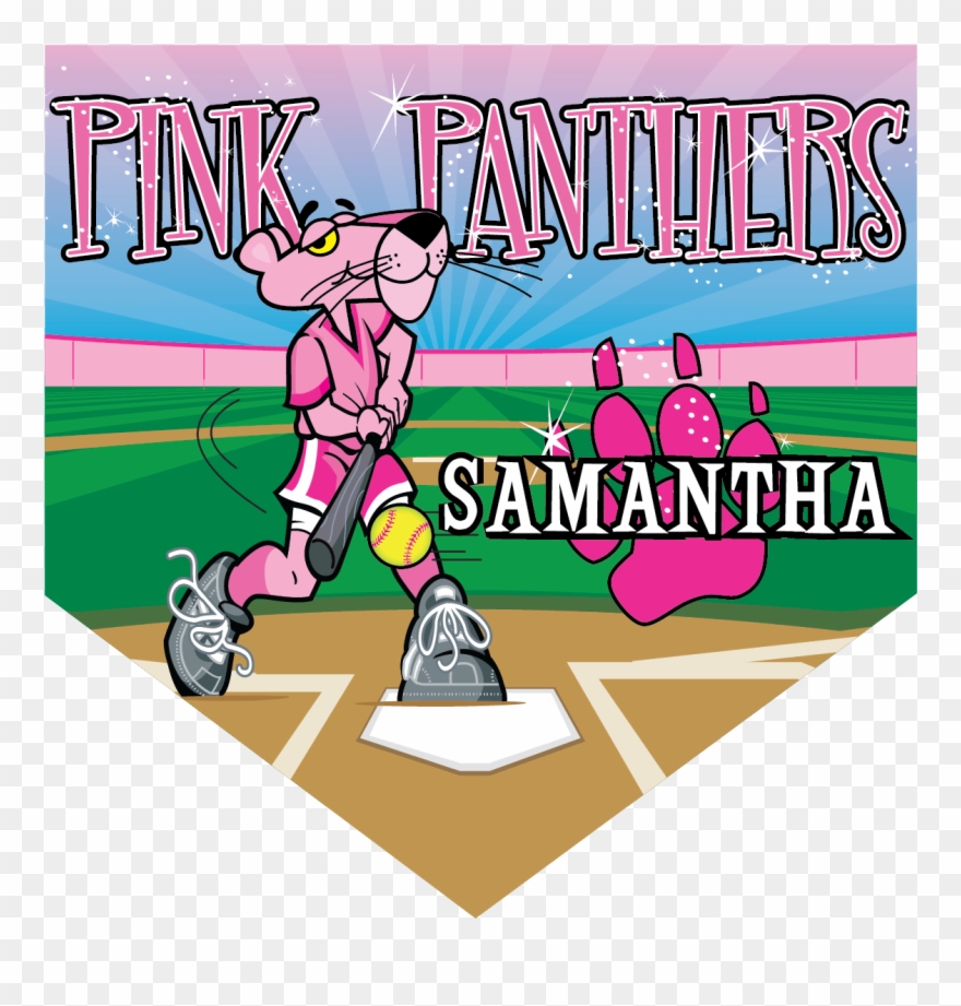 Pink Panthers Home Plate Individual Team Pennant - Cartoon Clipart