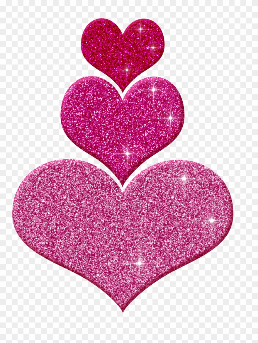 Pink Glitter Hearts Clipart - Png Download