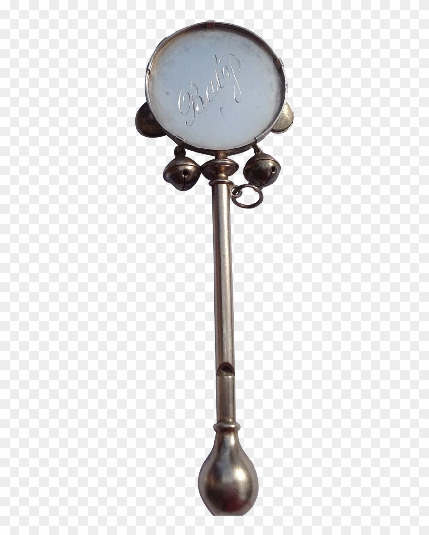 Antique Victorian Sterling Silver Baby Rattle With Clipart