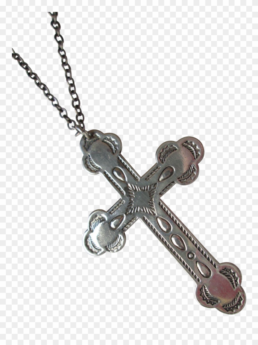 Vintage Bell Trading Sterling Silver Navajo Cross Pendant - Locket Clipart