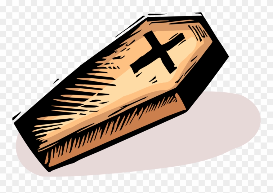 Vector Illustration Of Burial Coffin Casket With Christian - Portable Network Graphics Clipart