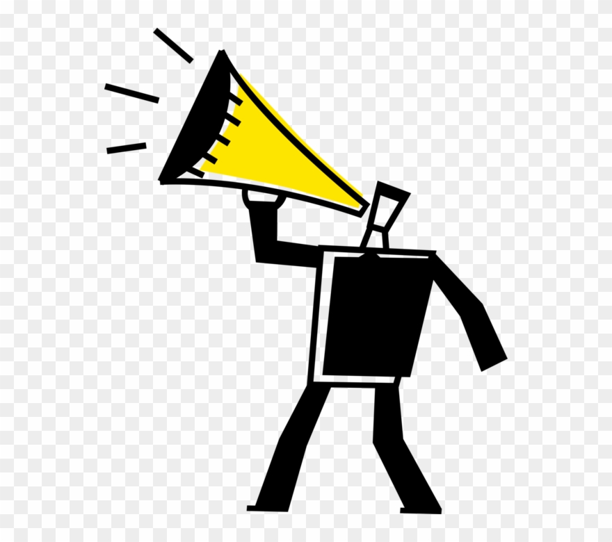 Vector Illustration Of Businessman Makes Announcement Clipart