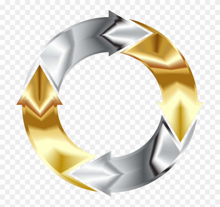 Computer Icons Arrow Diagram Gold Flyer - Chrome Gold Png Clipart