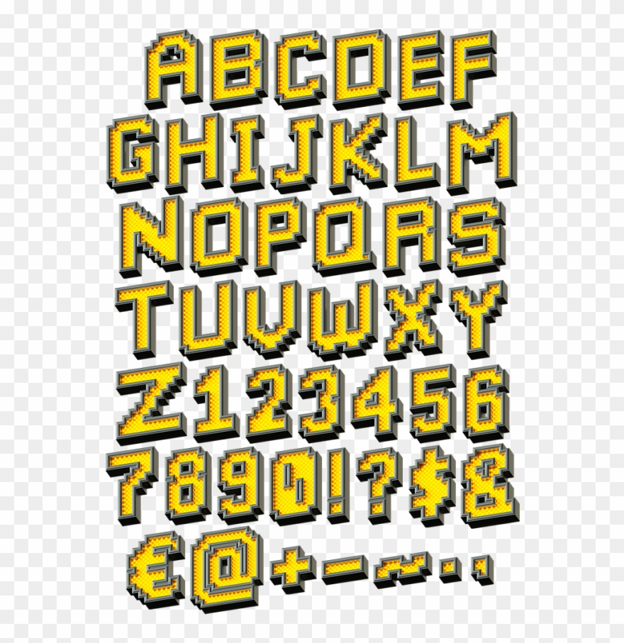 Clip Art Led Font Show Your - Pixel Art Yellow Alphabet - Png Download