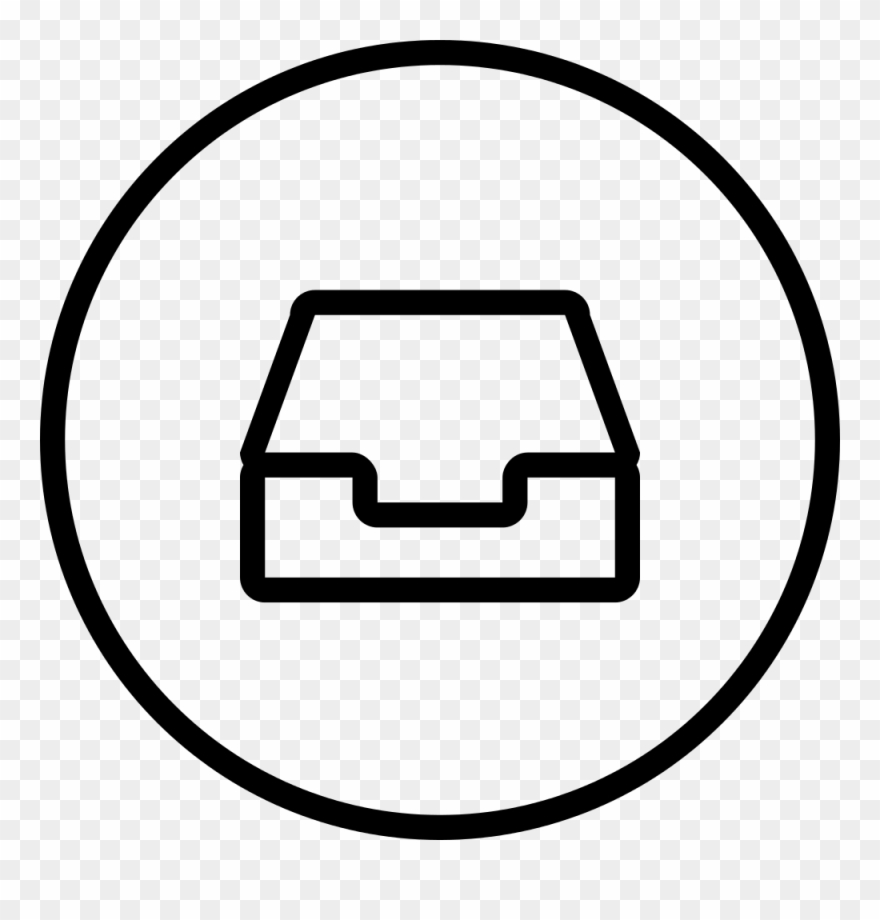 Tray Thin Outline Symbol In Circular Button - Button Clipart