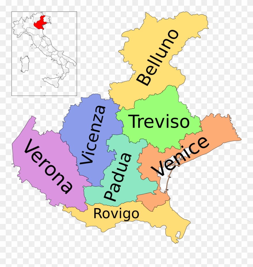 Map Of Region Of Veneto, Italy, With Provinces-en - Veneto Italy Map Clipart