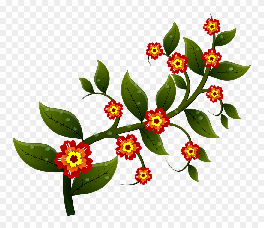 Medium Image - 1s Tee Flowers On A Branch. Clipart