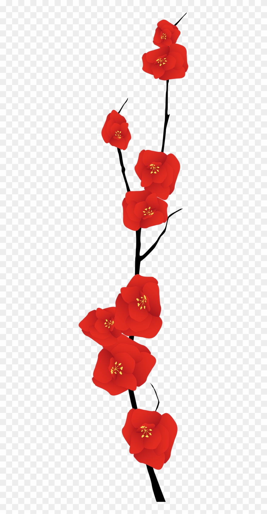 Red Flowers Branch Decal - Ramas Con Flores Rojas Clipart