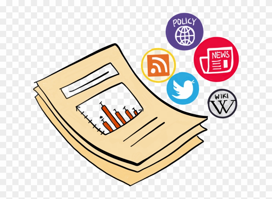 Image Of A Research Paper With Five Icons - Altmetrics Clipart