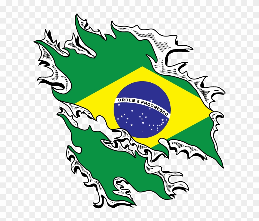 Brazilian Flag Tear Design República Federativa Do - Brazil Flag Clipart