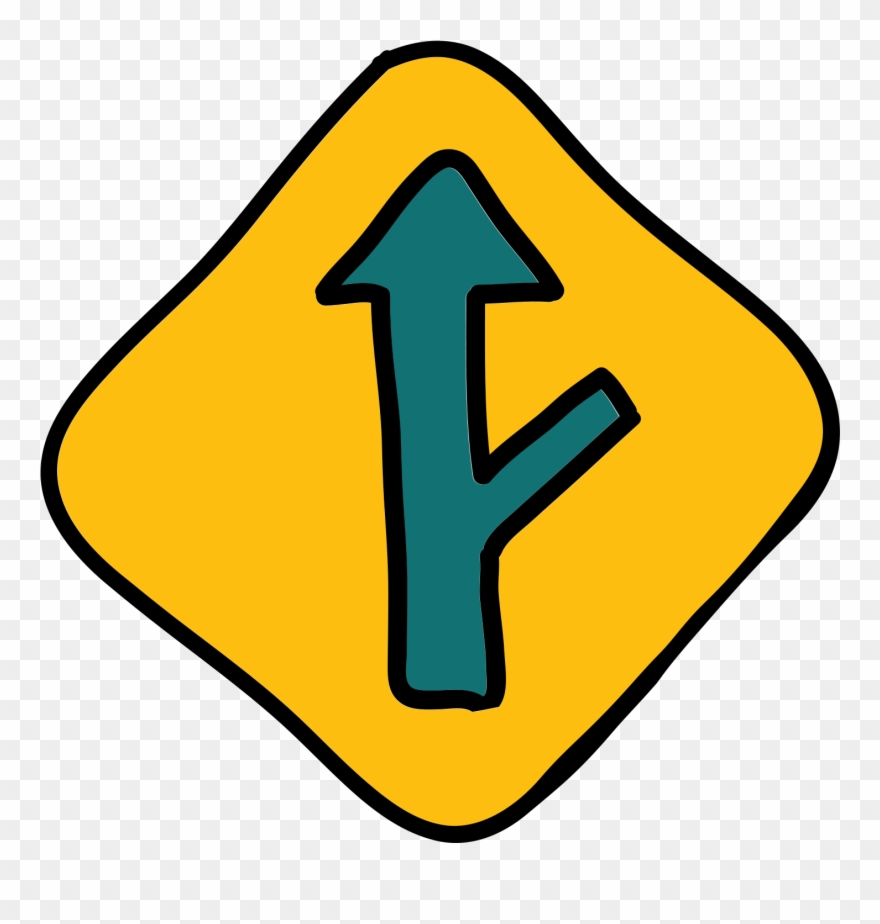 Right Y Intersection Road Sign Icon - Winding Road Sign Png Clipart