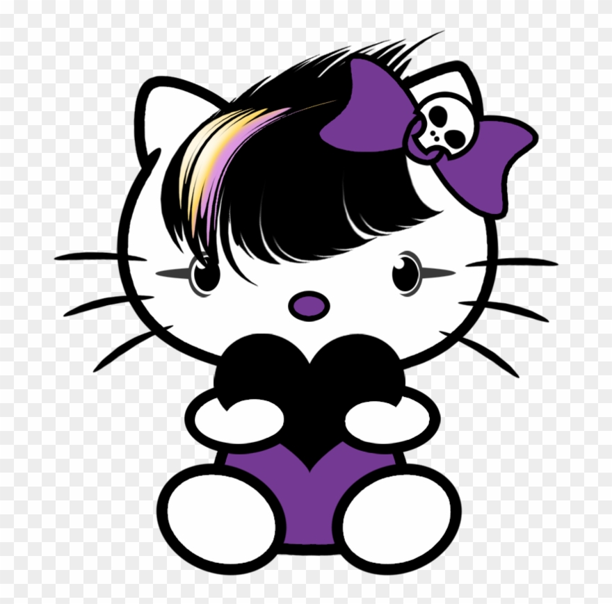 Emo Love Kitty - Hello Kitty Ungu Png Clipart