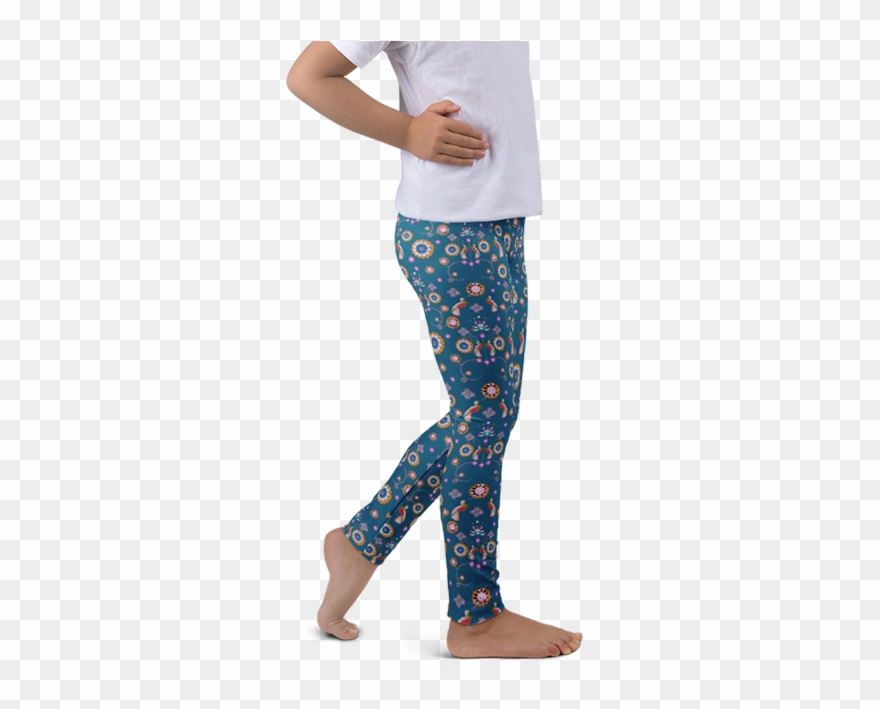 Bird Art Deco Blue Kids Leggings - Little Girl Legging Clipart