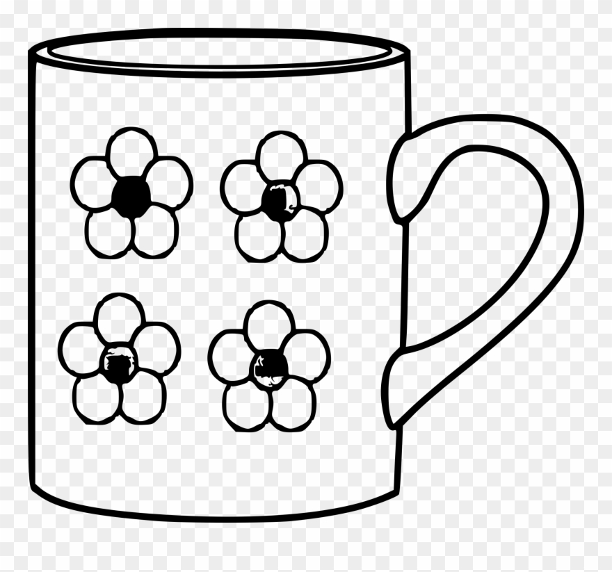 Download Mug With Flowers Mug Clipart Black And White Png Download