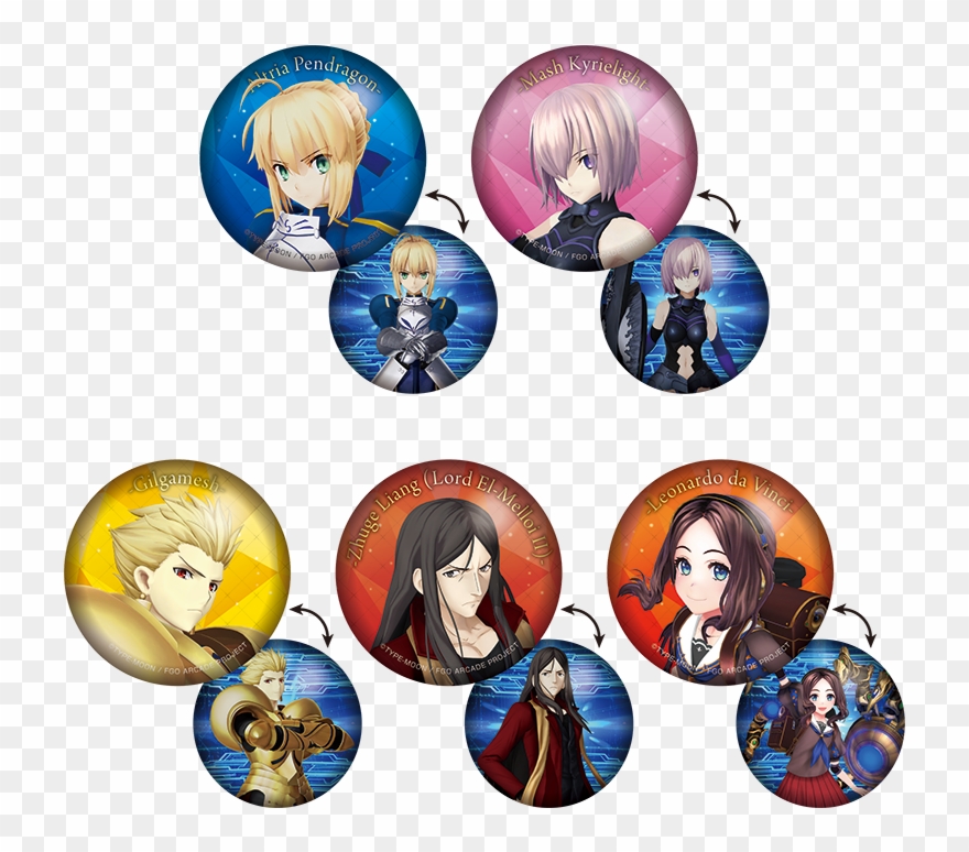セガコラボカフェ Fate/grand Order Arcade チェンジング缶バッジa（全5種 - Cartoon Clipart