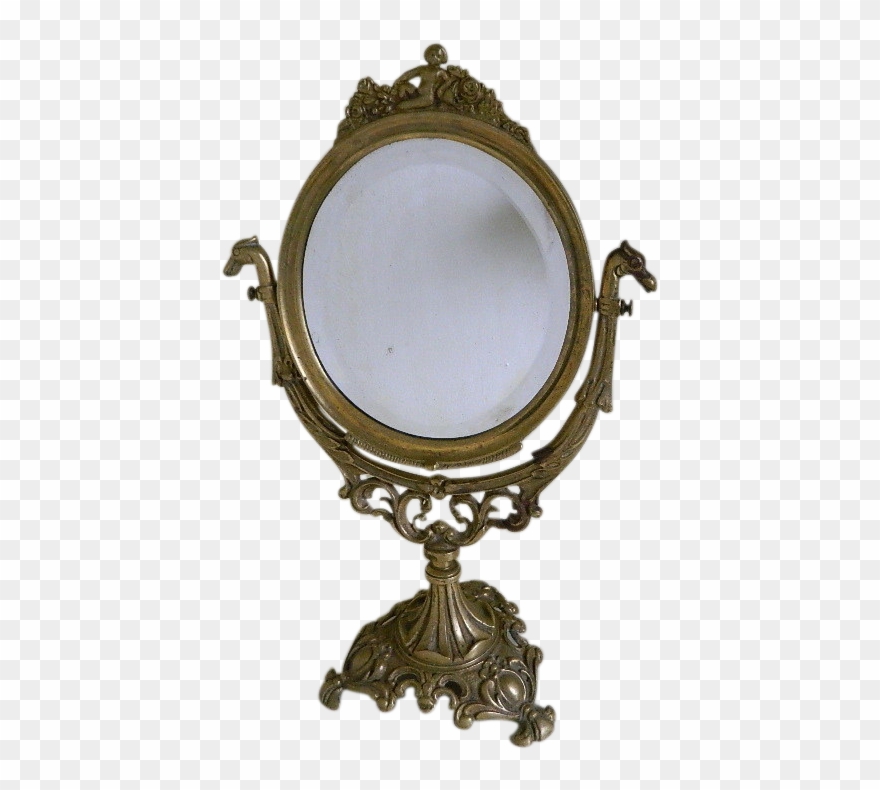 Antique Brass Swivel Mirror Clipart