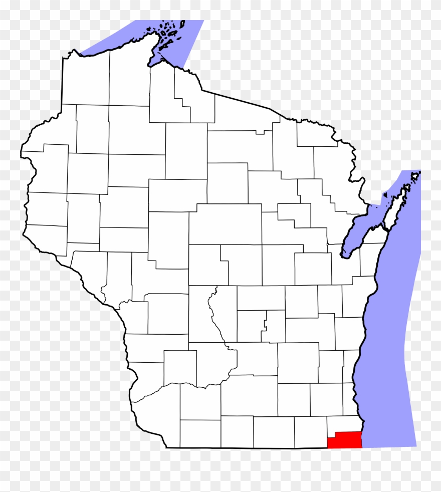 Map Of Wisconsin Highlighting Kenosha County - Wisconsin County Map Png Clipart
