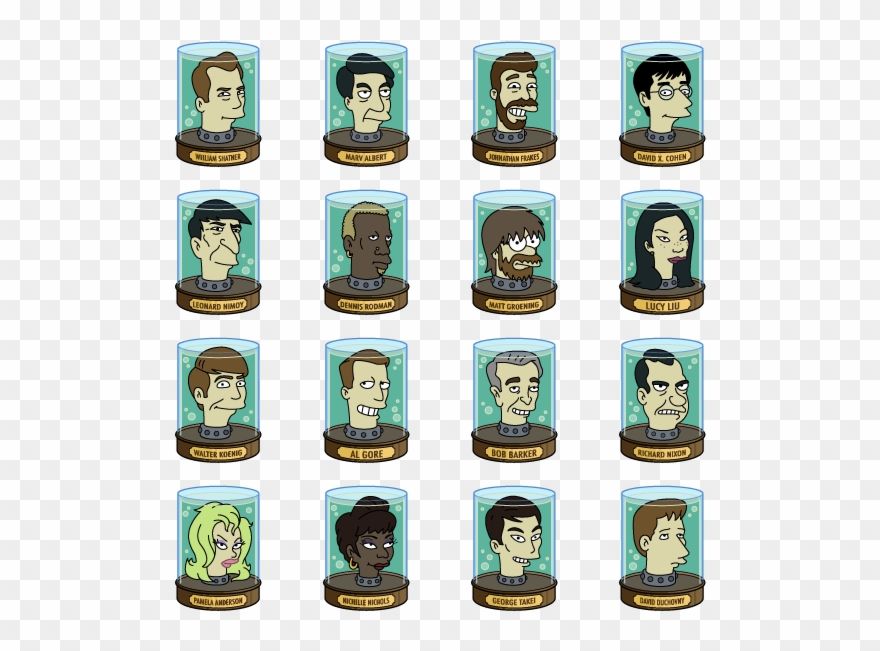 Various Guest Stars On "futurama - Futurama Heads In Jars Clipart