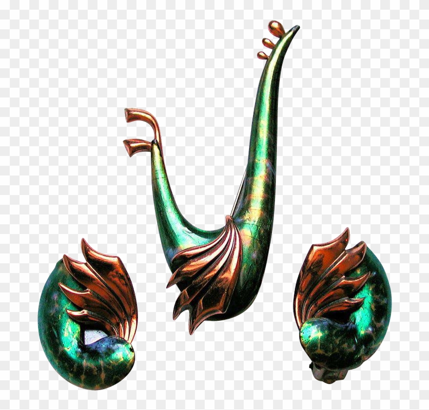 Matisse Renoir Wingsong Demi Parure Green Enamel Bird - Jewellery Clipart