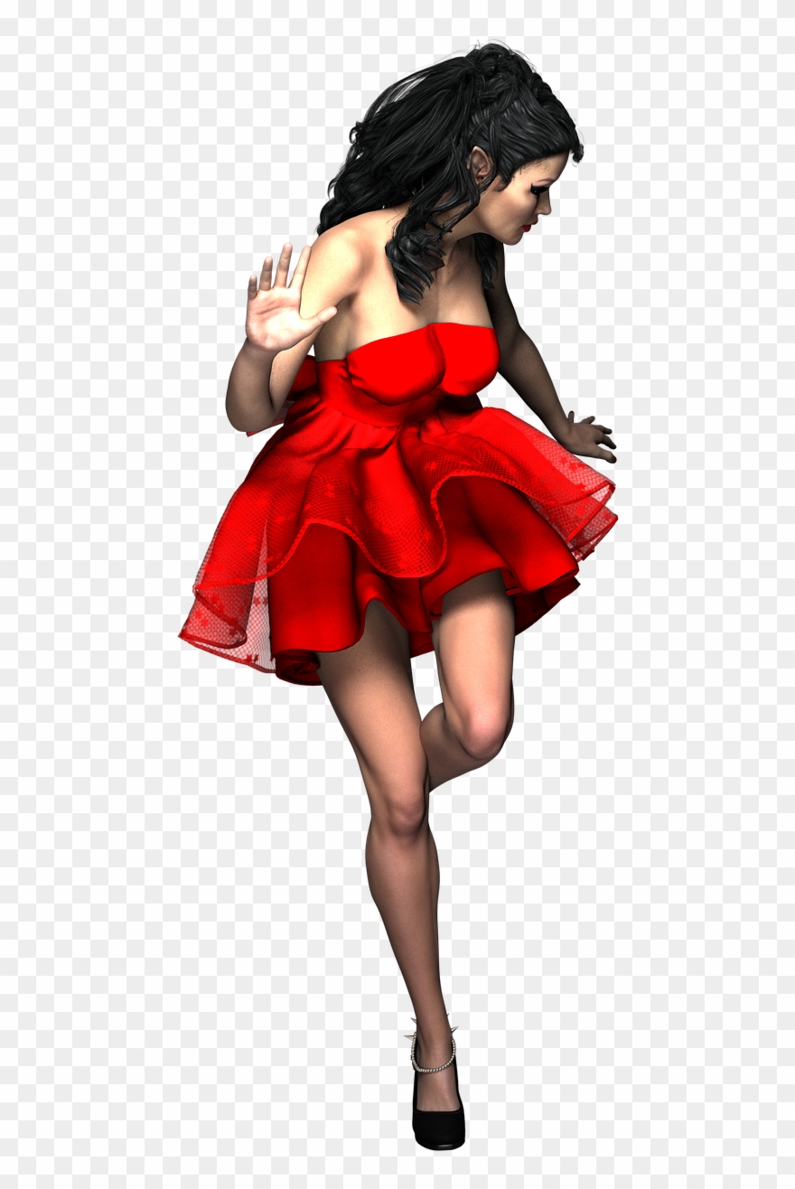 Lady Elf Red Dress Girl Woman Png Image - Red Dress Woman Png Clipart