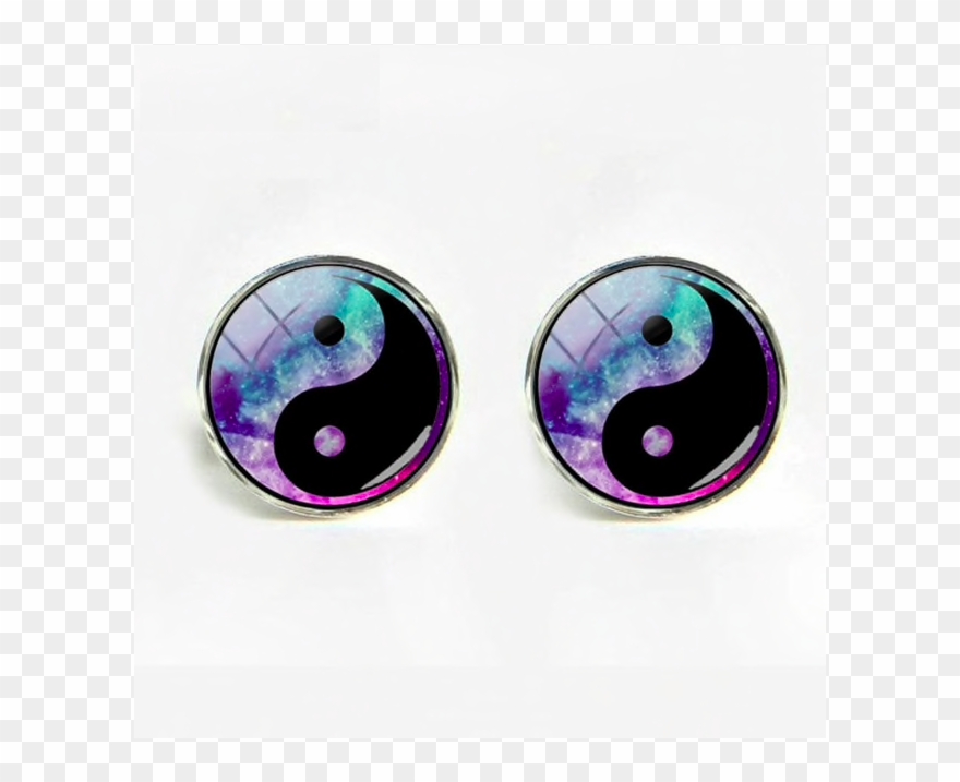 Yin Yang Galaxy Crystal Glass Cufflinks - Earrings Clipart