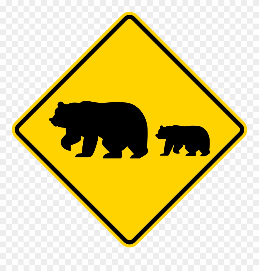 California Svg Bear Clip Freeuse - Bear Crossing Sign - Png Download