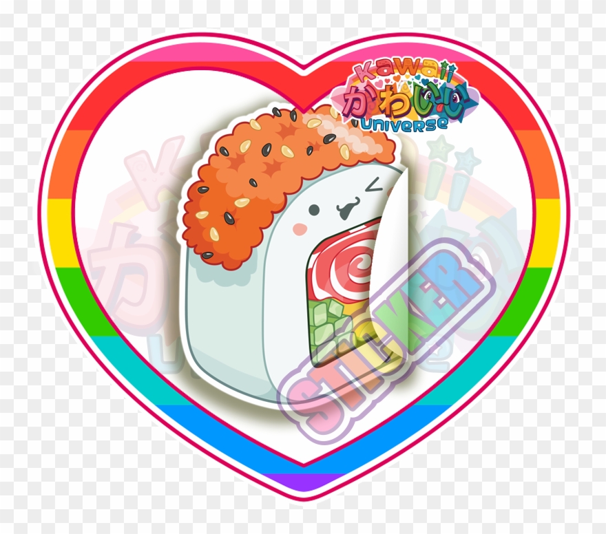 Kawaii Food Universe Cute Cali Sushi Piece - Cuteness Clipart