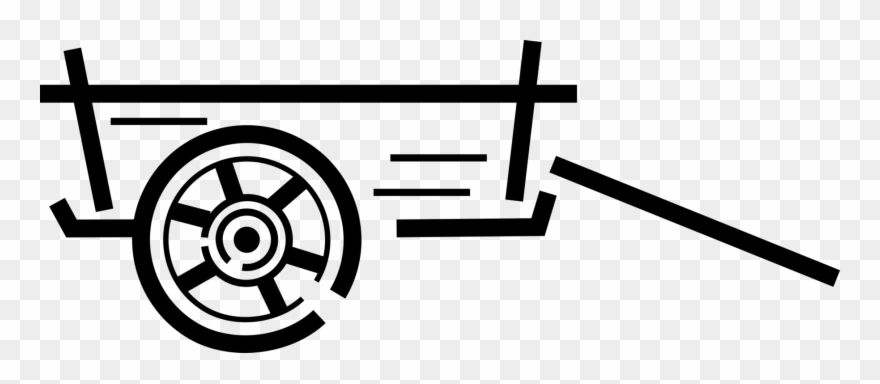 Vector Illustration Of Horse-drawn Cart Or Wagon Conveyance - Circle Clipart