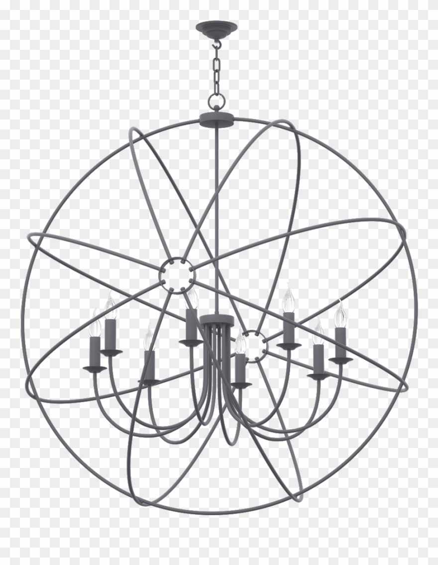 Orb Bespoke 8 Light 1200mm Pendant Black Clipart
