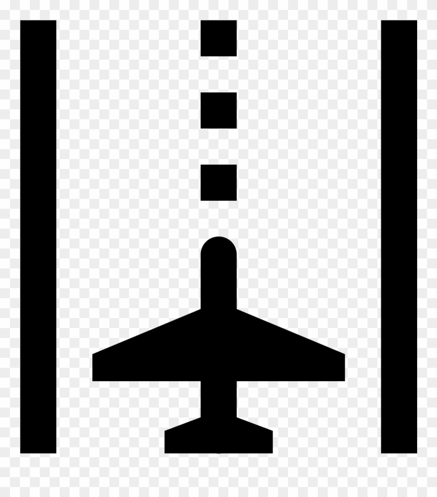 Airport Runway Vector Sketch Icon Isolated On Background - Silhouette Clipart