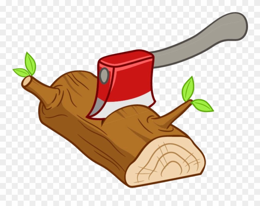 Mounting Clip Lumber - Axe Cutting Wood Cartoon - Png Download