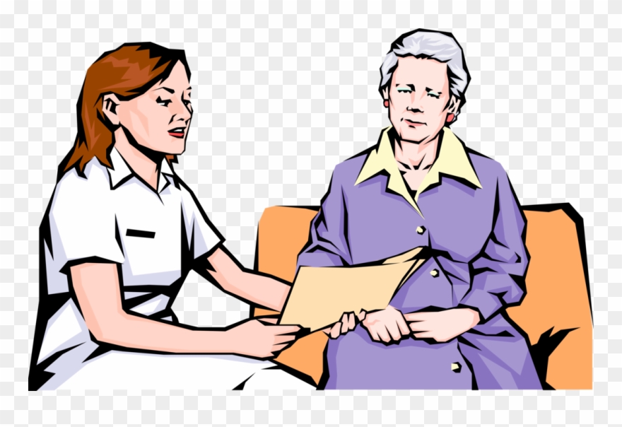 Nurse Reviews Results Vector Image Illustration Of - Patient And Nurse Interaction Clipart - Png Download