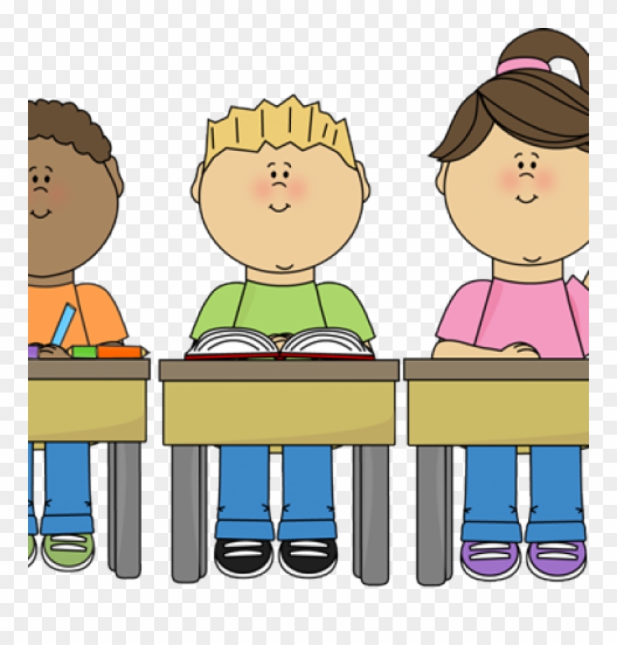 Student Raising Hand Clipart 19 Student Raising Hand - Students At Desks Clip Art - Png Download