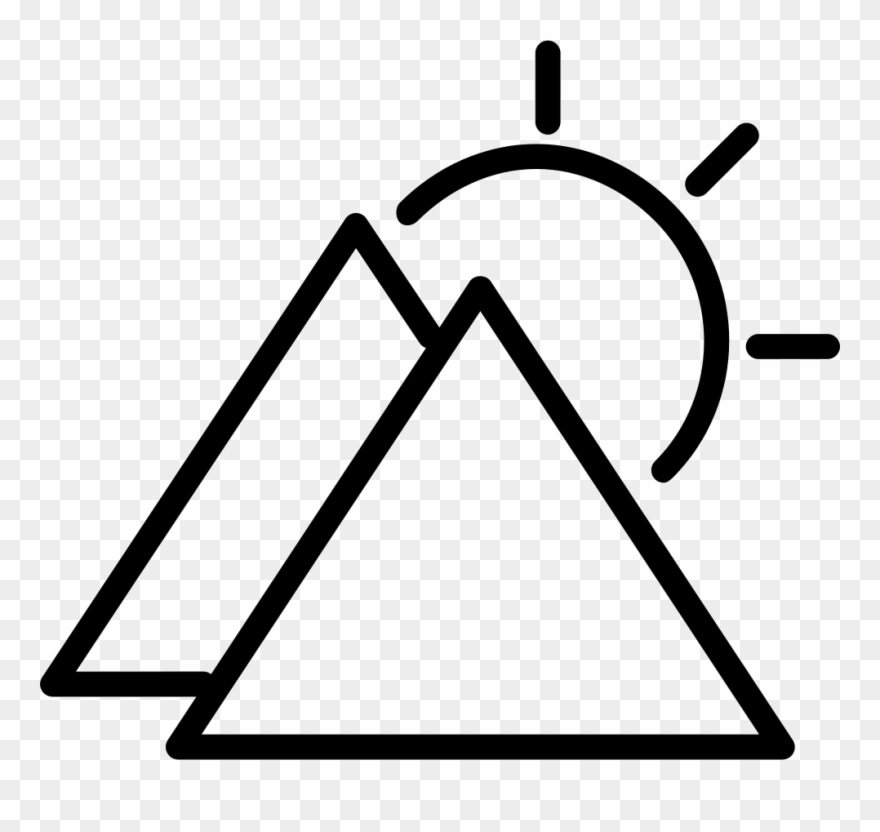 Sunny Day Symbol Outline With Triangular Mountains Clipart